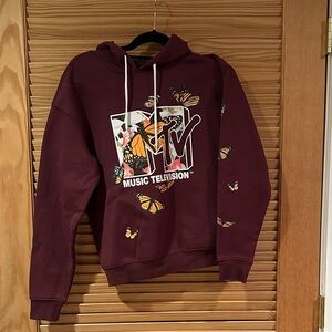 MTV Maroon Hoodie with Butterfly Accents
